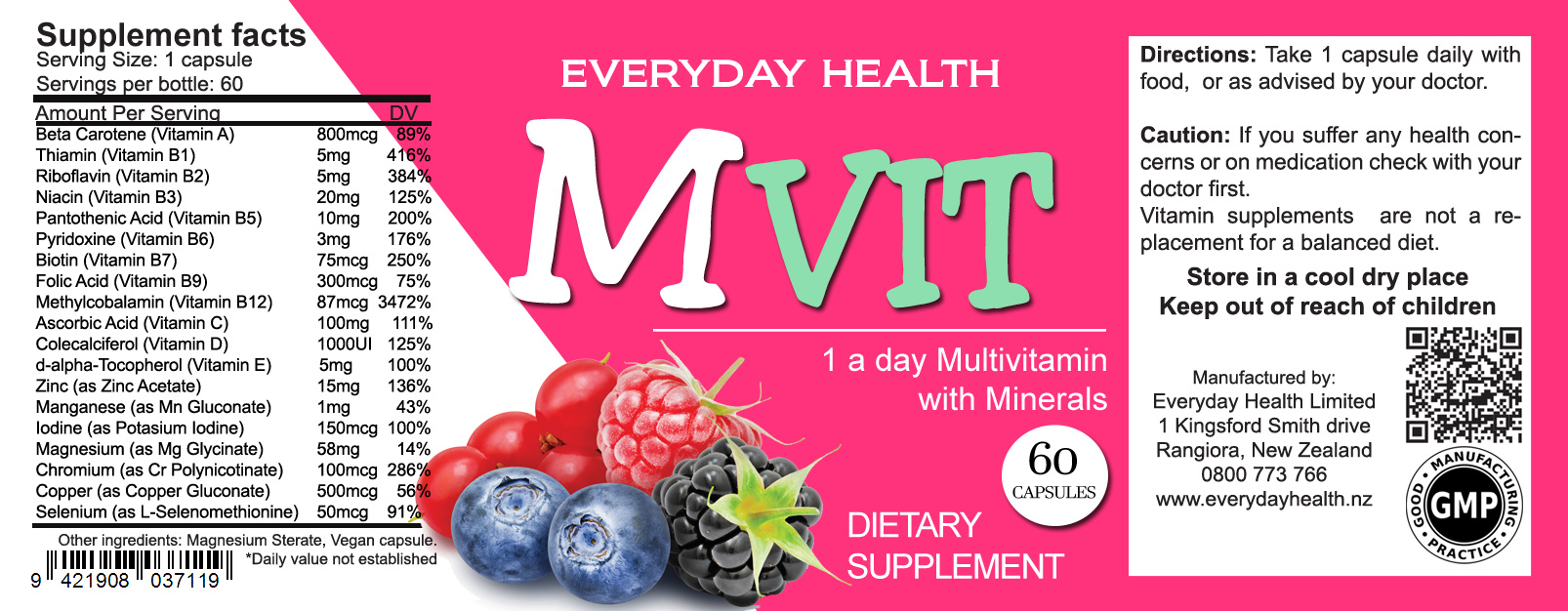 Mvit - 60 Capsules - Multivitamin + Mineral - Image 2